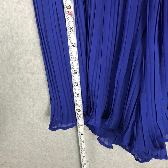 Beyond Words Romper Womens Medium Blue Pleated Flowy Belt Summer Vacation Resort - Picture 10 of 15